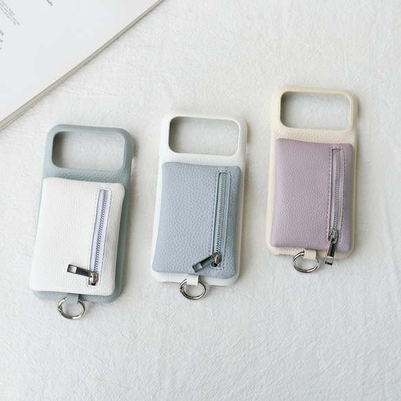 バイカラー ミニポーチ iphone 17 16 15 ケース Galaxy s25 スマホショルダー 小銭入れ リング 8枚目の画像