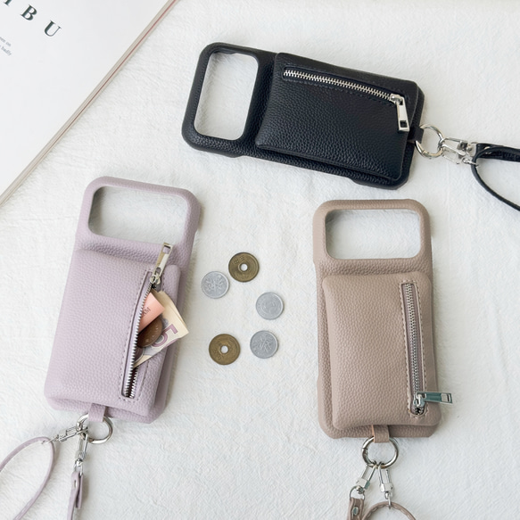 バイカラー ミニポーチ iphone 17 16 15 ケース Galaxy s25 スマホショルダー 小銭入れ リング 2枚目の画像