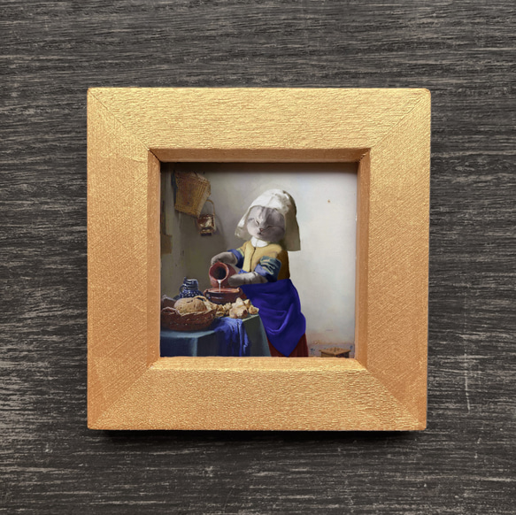 『牛乳を注ぐスコティッシュフォールド』ミニフレーム☆リクエスト受付中☆ 1枚目の画像