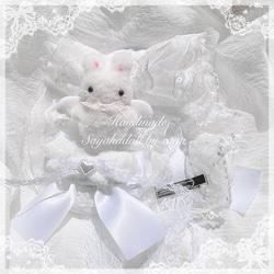 ♡ No.3 天使のうさぎさん付き キルティング マットリボンヘッド