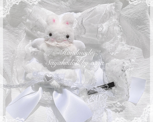 ♡3点No.2 天使のうさぎさん付き 編み上げリボンヘッドドレス white ♡ bd4bcf3e7dc14629520c1d3d16d5c2