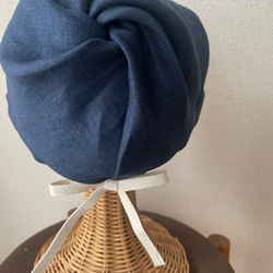 肌に優しい　デニムブルーのキャスケット 3枚目の画像