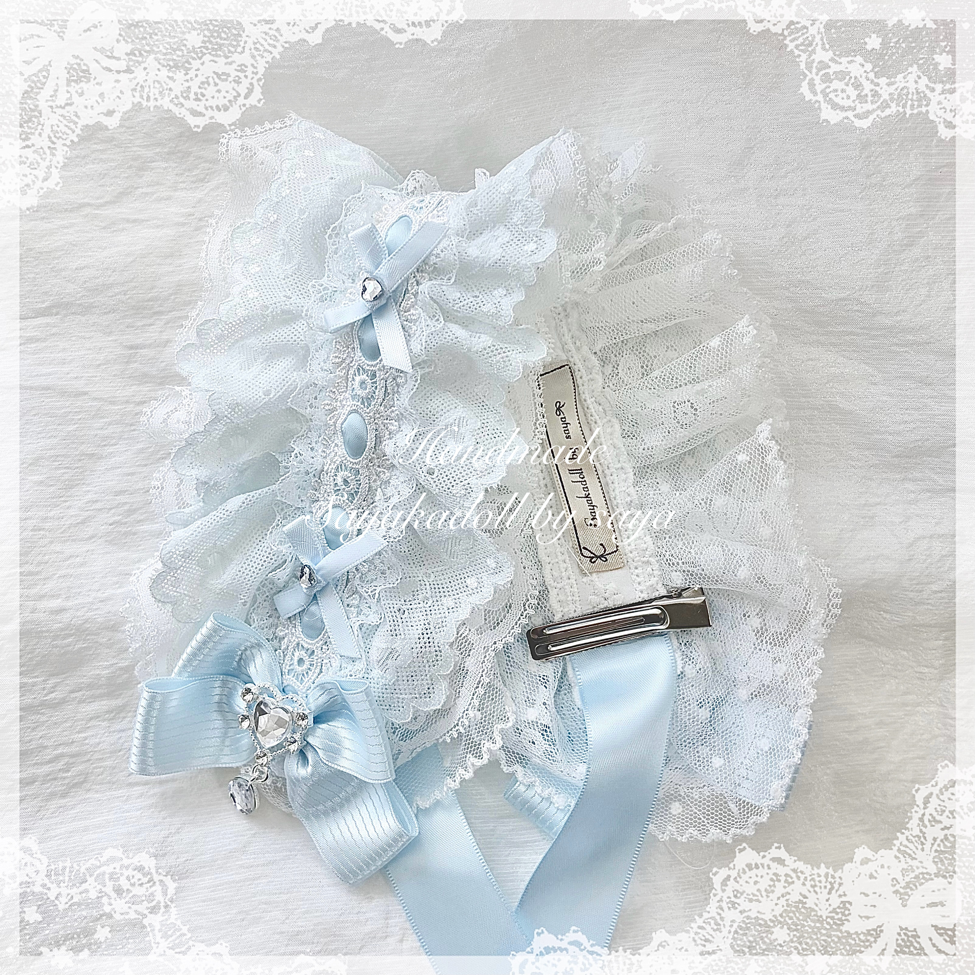 ♡ No.4 クリスタルハート プリンセスリボンヘッドドレス light blue ♡