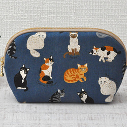 猫柄 ポーチ 小物入れ カードケース 小銭入れ エナメル レッド 猫