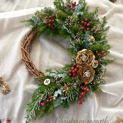 【お正月も飾れる】クリスマス＊ナチュラルグリーン＊ハーフリース 1枚目の画像