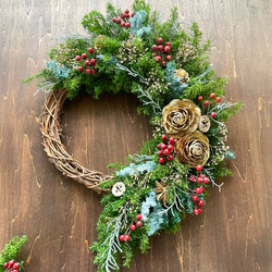 【お正月も飾れる】クリスマス＊ナチュラルグリーン＊ハーフリース 6枚目の画像