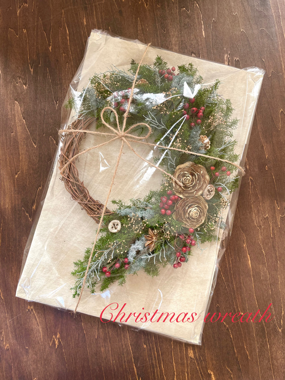 【お正月も飾れる】クリスマス＊ナチュラルグリーン＊ハーフリース 7枚目の画像