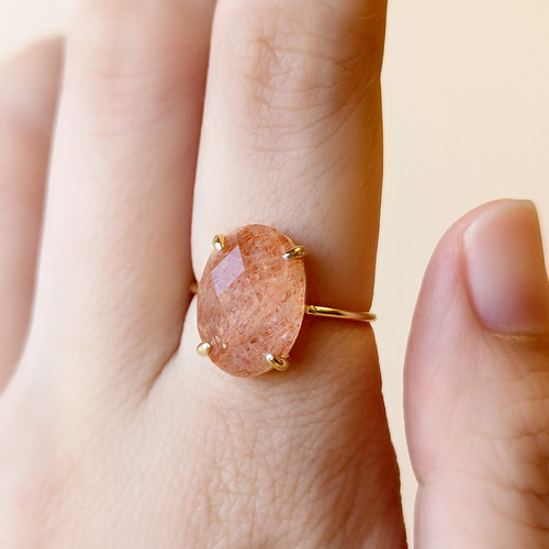 サンストーン リング 天然石 リング 天然石 指輪 フリーサイズリング