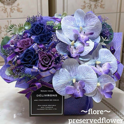 ✨大人気✨バラミックスプリザアレンジ✨ラッピングのまま飾れますよ✨ ✨大人気✨青＆水色バラミックスプリザーブドアレンジ