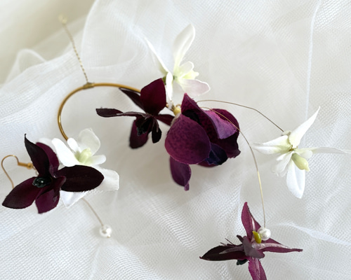 再販】一部受注制作 ウエディング♡フラワーイヤーカフ 耳元に咲く