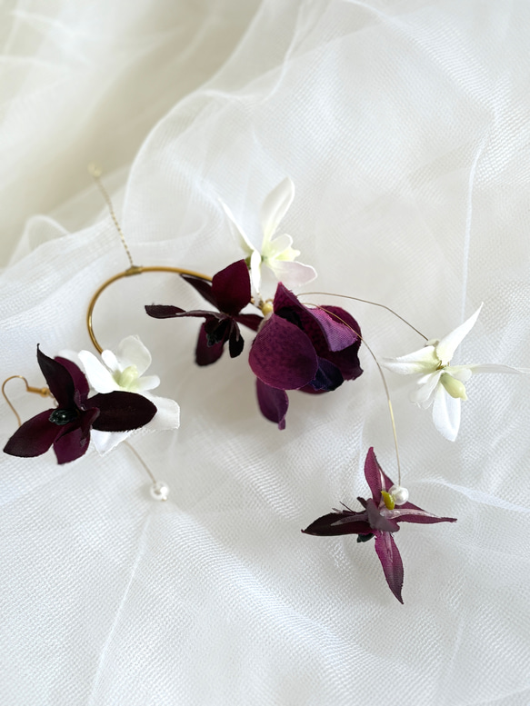 一部受注制作 /ウエディング♡フラワーイヤーカフ/耳元に咲くブーケ/前