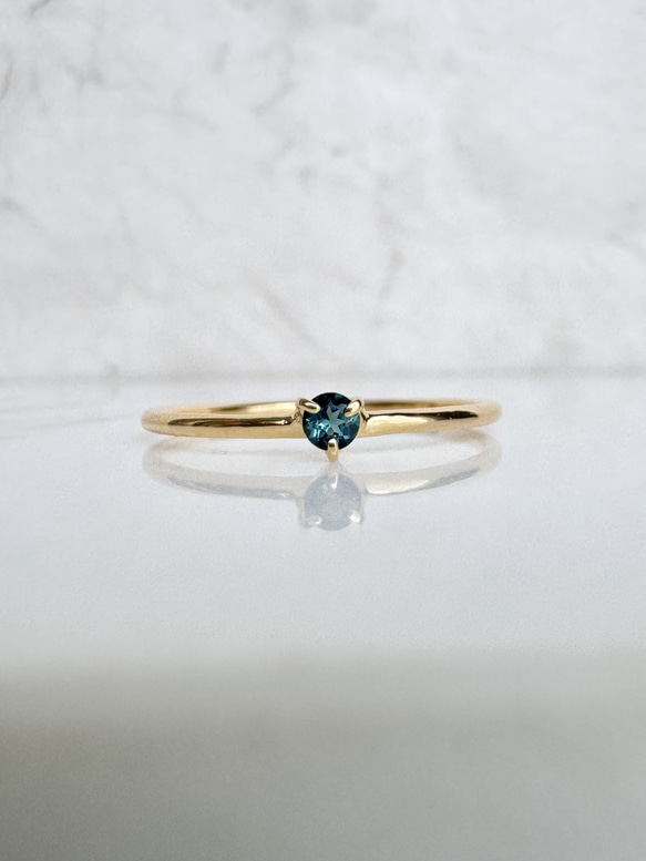 インディゴライトトルマリンリング・ラウンドカット・プレーンタイプ