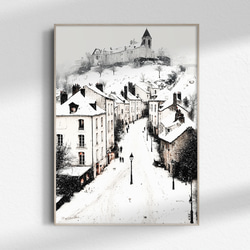 雪降る町【 ノスタルジックな白壁の家 タイプB 】 冬景色 クリスマス