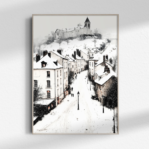 雪降る町【 ノスタルジックな白壁の家 タイプB 】 冬景色 クリスマス