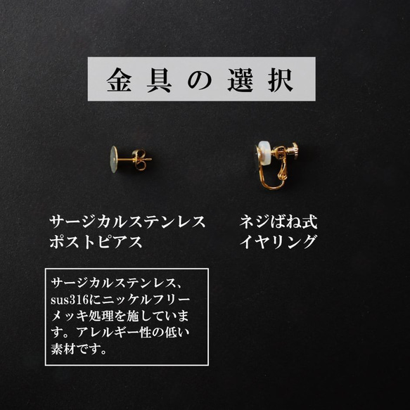 ＊グリーンオニキスとブラックオニキスのクールな印象のスタッドピアス＊サージカルステンレス＊イヤリングに変更可 5枚目の画像