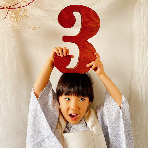 【単品販売　木製　七五三　ビックナンバーバナー】　千歳飴　七五三撮影　七五三参り　おうちスタジオ　撮影小物　753 4枚目の画像