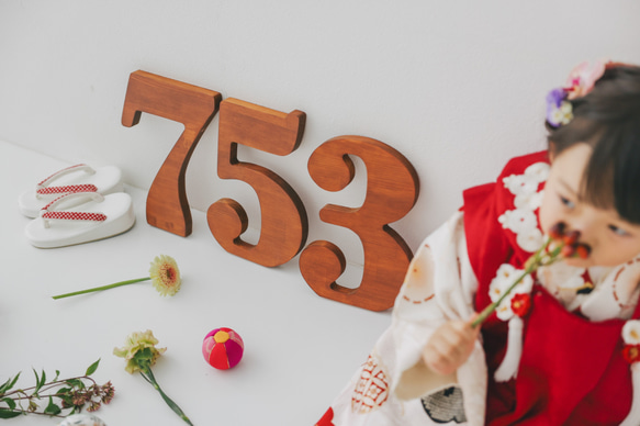 【単品販売　木製　七五三　ビックナンバーバナー】　千歳飴　七五三撮影　七五三参り　おうちスタジオ　撮影小物　753 2枚目の画像