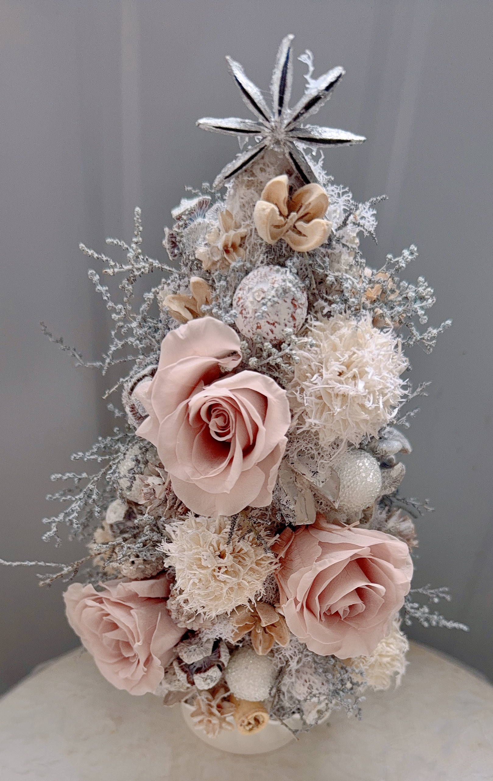 ❤️SALE❤️ピンクベージュホワイトクリスマスツリーアレンジ