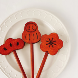 七五三　木製　アンティークウッドステック3本セット　七五三撮影　七五三参り　千歳飴　撮影小物　753  お正月　年賀状 1枚目の画像