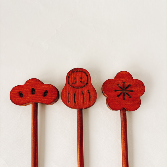 七五三　木製　アンティークウッドステック3本セット　七五三撮影　七五三参り　千歳飴　撮影小物　753  お正月　年賀状 19枚目の画像