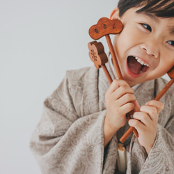 七五三　木製　アンティークウッドステック3本セット　七五三撮影　七五三参り　千歳飴　撮影小物　753  お正月　年賀状 8枚目の画像