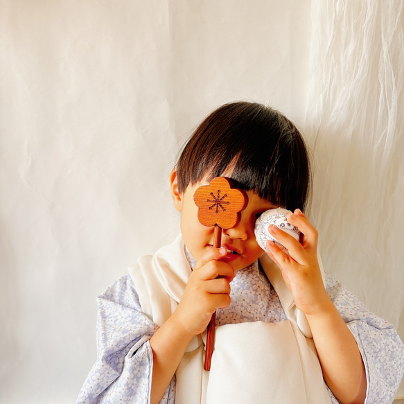 七五三　木製　アンティークウッドステック3本セット　七五三撮影　七五三参り　千歳飴　撮影小物　753  お正月　年賀状 14枚目の画像