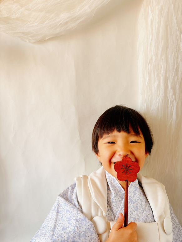 七五三　木製　アンティークウッドステック3本セット　七五三撮影　七五三参り　千歳飴　撮影小物　753  お正月　年賀状 7枚目の画像