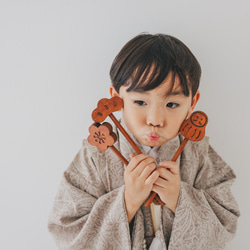 七五三　木製　アンティークウッドステック3本セット　七五三撮影　七五三参り　千歳飴　撮影小物　753  お正月　年賀状 15枚目の画像