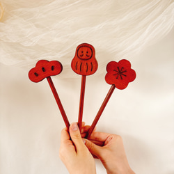 七五三　木製　アンティークウッドステック3本セット　七五三撮影　七五三参り　千歳飴　撮影小物　753  お正月　年賀状 20枚目の画像