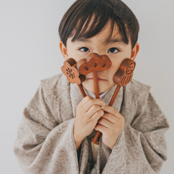 七五三　木製　アンティークウッドステック3本セット　七五三撮影　七五三参り　千歳飴　撮影小物　753  お正月　年賀状 3枚目の画像