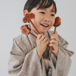 七五三　木製　アンティークウッドステック3本セット　七五三撮影　七五三参り　千歳飴　撮影小物　753  お正月　年賀状 18枚目の画像