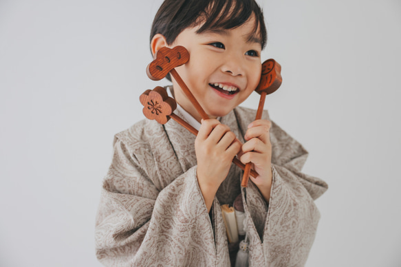 七五三　木製　アンティークウッドステック3本セット　七五三撮影　七五三参り　千歳飴　撮影小物　753  お正月　年賀状 18枚目の画像