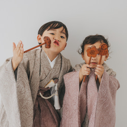 七五三　木製　アンティークウッドステック3本セット　七五三撮影　七五三参り　千歳飴　撮影小物　753  お正月　年賀状 4枚目の画像