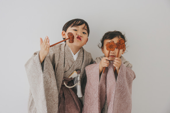 七五三　木製　アンティークウッドステック3本セット　七五三撮影　七五三参り　千歳飴　撮影小物　753  お正月　年賀状 4枚目の画像