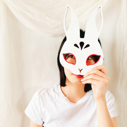 【単品販売　木製　七五三　wood mask お面　狐　兎】　千歳飴　七五三撮影　七五三参り　おうちスタジオ 13枚目の画像