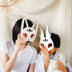 【単品販売　木製　七五三　wood mask お面　狐　兎】　千歳飴　七五三撮影　七五三参り　おうちスタジオ 7枚目の画像