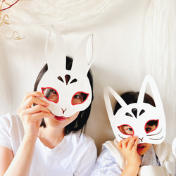 【単品販売　木製　七五三　wood mask お面　狐　兎】　千歳飴　七五三撮影　七五三参り　おうちスタジオ 11枚目の画像