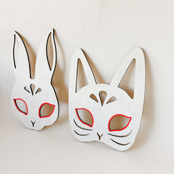 【単品販売　木製　七五三　wood mask お面　狐　兎】　千歳飴　七五三撮影　七五三参り　おうちスタジオ 12枚目の画像
