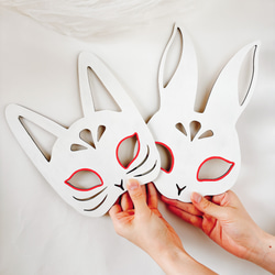 【単品販売　木製　七五三　wood mask お面　狐　兎】　千歳飴　七五三撮影　七五三参り　おうちスタジオ 4枚目の画像