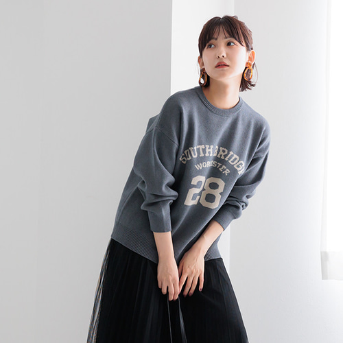 AW新作】ボトムスを選ばないオシャレロゴニット ゆったりサイズ