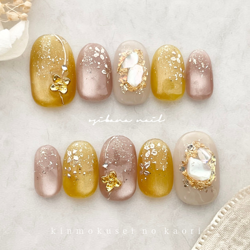 キンモクセイのカオリ ネイルチップ ブライダル ウェディング 成人式