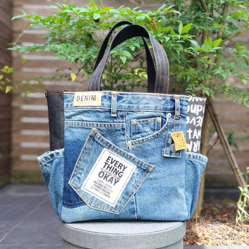 専用❗772【DENIM✖️サイドポケットBIG Tote⚮̈】デニムリメイク