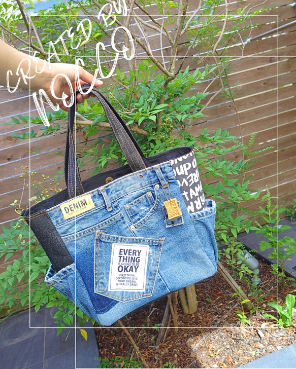 専用❗772【DENIM✖️サイドポケットBIG Tote⚮̈】デニムリメイク