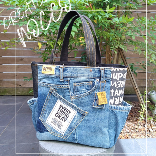 専用❗772【DENIM✖️サイドポケットBIG Tote⚮̈】デニムリメイク