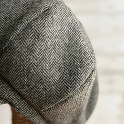 ボーイズライクなキャスケット・ヘリンボーン・オリーブグレー 12枚目の画像