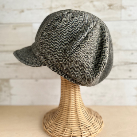 ボーイズライクなキャスケット・ヘリンボーン・オリーブグレー 5枚目の画像