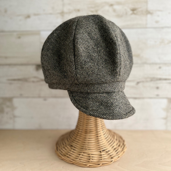 ボーイズライクなキャスケット・ヘリンボーン・オリーブグレー 10枚目の画像