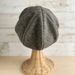 ボーイズライクなキャスケット・ヘリンボーン・オリーブグレー 6枚目の画像