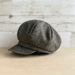 ボーイズライクなキャスケット・ヘリンボーン・オリーブグレー 1枚目の画像