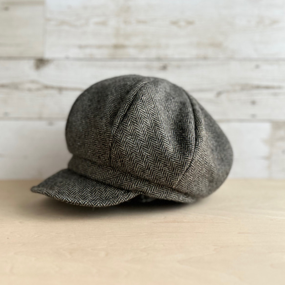 ボーイズライクなキャスケット・ヘリンボーン・オリーブグレー 1枚目の画像